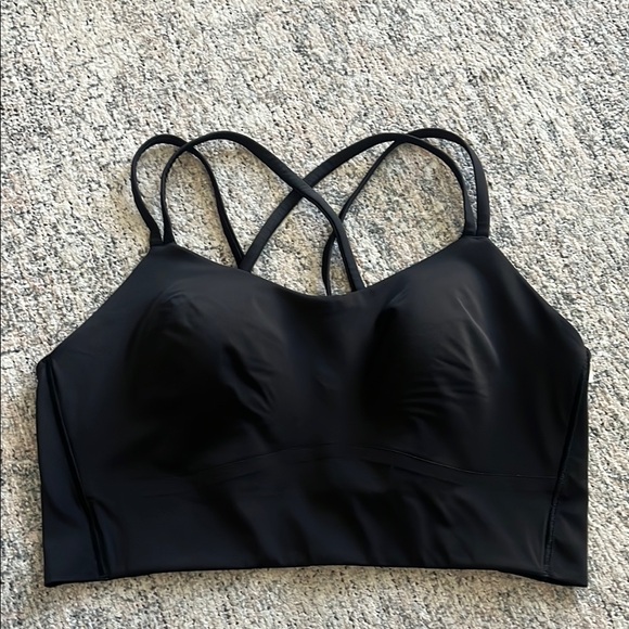 Lululemon longline like a cloud sports bar black sz 10 yoga Pilates gym - Picture 1 of 6